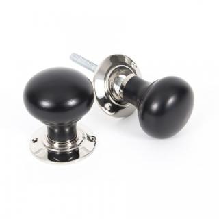 Ebony & Polished Nickel Bun Mortice/Rim Knob Set